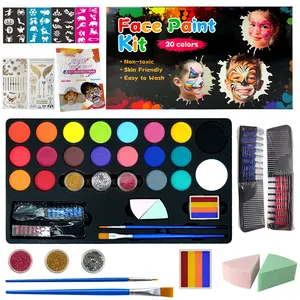 KHY 16 colori Halloween trucco professionale per bambini per ragazza Neon Kid Painting Set colore viso e corpo Paint Palette Kit