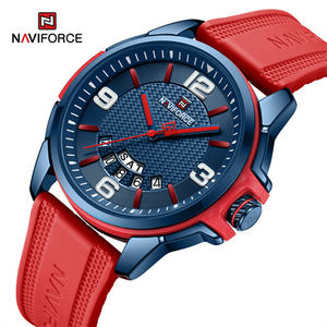 NAVIFORCE 9215T BEBER Montre-bracelet pour homme en silicone rouge, logo personnalisé en usine, quartz pas cher, étanche, décontractée, horloge, Reloj - Product Image 1