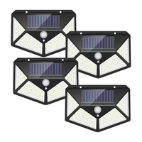 Lampe solaire à 100 LED avec détecteur de mouvement PIR, lampe solaire extérieure, applique murale, lampe de jardin alimentée par énergie solaire
