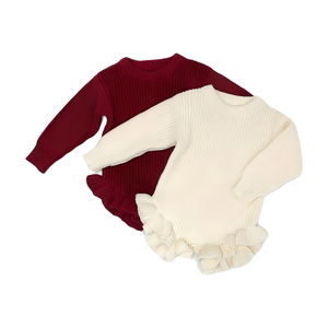Trajes de algodón para bebés con volantes y ribetes, de punto, de manga larga, personalizados, con bajo MOQ, para recién nacidos, ropa de bebé, regalo adorable - Product Image 4