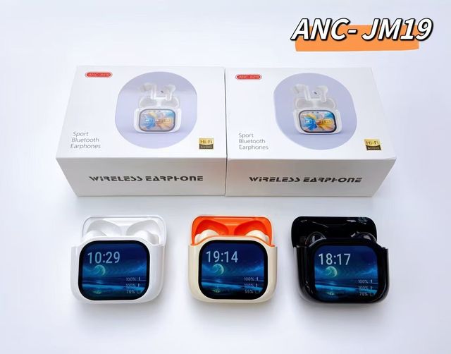 ANC JM19 Full Touch Screen TWS Wireless Earbuds Waterproof Gaming Earphone Digital Display AI Translator ANC Tws Earphone