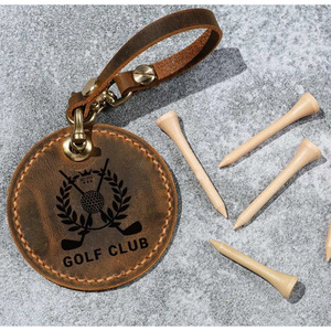 Round <b>golf</b> ball tag hangtag, cleat cover, tee cover, <b>golf</b> parts, hook, handmade leather. - Product Image 4