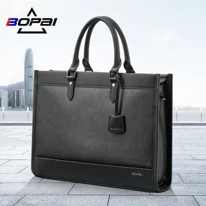 New design custom office laptop bag 15.6 inch lightweight men documents genuine leather briefcase