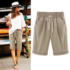 Shorts décontractés d'été 2026 pour femmes, <span class=keywords><strong>grande</strong></span> <span class=keywords><strong>taille</strong></span>, amples, longueur genou, style capri, fins, 5 poches - Product Image 4