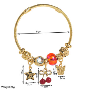 <span class=keywords><strong>Bracelet</strong></span> PFT tendance et polyvalent, motif cerise, papillon, fraise, pour femme, serti de diamants, réglable, <span class=keywords><strong>bracelet</strong></span> d'amitié - Product Image 6