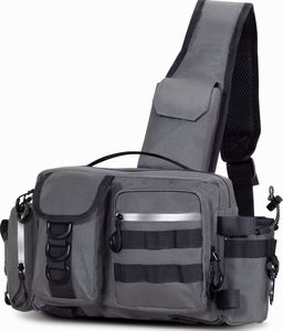 Bolsa para señuelos impermeable con cremallera de tela Oxford, 6 mosquetones, correa ajustable para el hombro, capacidad grande inferior a 10L - Product Image 1