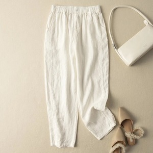 Cotton Linen Harem Pants High Waist Loose Fit Casual Trousers Breathable Comfortable Women's Pants - Product Image 4