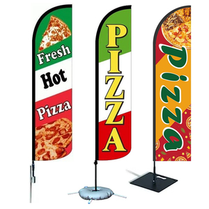 Customized Pizza Teardrop Beach Feather Flag Cheap Promotional Outdoor Advertising Pizza Teardrop Beach Feather Flag Banner