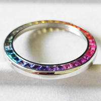 Pièces de montre personnalisées pour hommes, en acier inoxydable, avec pierres précieuses arc-en-ciel, zircon et diamant, lunette de montre de 40 mm pour montre-bracelet Daytona Bust