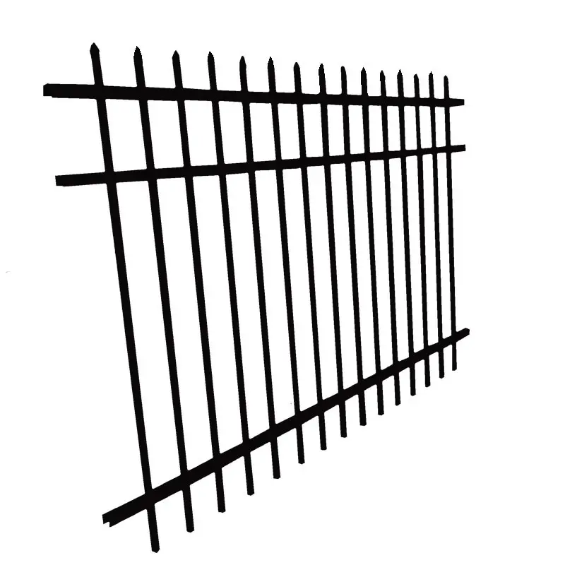 1.5m(H)*2m(W)Black Steel Anti Rust Fence Sharp End Pickets Easy Installation Steel Fence Outdoor Galvanized Steel Fence