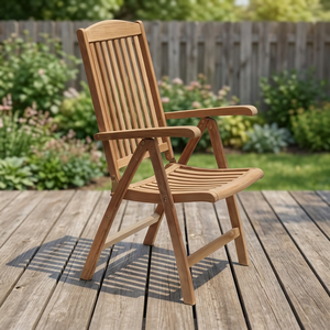 Silla Reclinable Plegable Moderna y Resistente para Jardín, con Construcción de Madera de Teca, para Uso en Exteriores, Patio o Parque, Hecha en Indonesia - Product Image 3
