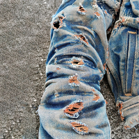 Veste en jean multi-poches personnalisée OEM pour homme, style streetwear déchiré et vieilli, effet délavé à l'acide, vintage