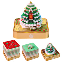 Calendrier Horloge 2027 Maison d'arbre de Noël colorée Bloc-notes à interrupteur tactile Notes panoramiques en papier découpé avec rétroéclairage chaud