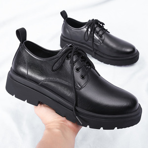Chaussures Richelieu en cuir noir pour hommes, à bout rond, à lacets, doublées en fourrure, isolantes, pour mariage d'automne - Product Image 3