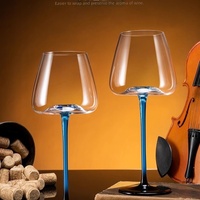 Verre à vin rouge de luxe de haute qualité, design français, transparent, noir et bleu, avec ensemble de carafe, capacité supérieure à 3L