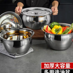 Bol mélangeur en acier inoxydable avec couvercle, qualité 304, grande capacité pour mélanger la pâte et la préparer à la cuisson - Product Image 4