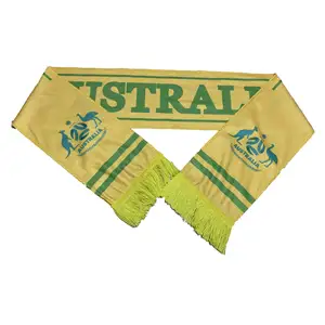 Customized Logo World Soccer Cup Football Team Clubs Scarf Double Side Fan Knitted Souvenir Scarf Jacquard Scarf