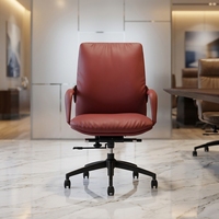 Chaise de bureau en cuir de direction de luxe pivotante confortable pour gestionnaire moderne contemporain à dossier moyen sur roulettes