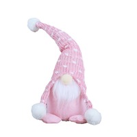 Gnome de Noël Nordique en Peluche avec Chapeau Tricoté, Décoration de Noël en Tissu Polyester pour la Maison
