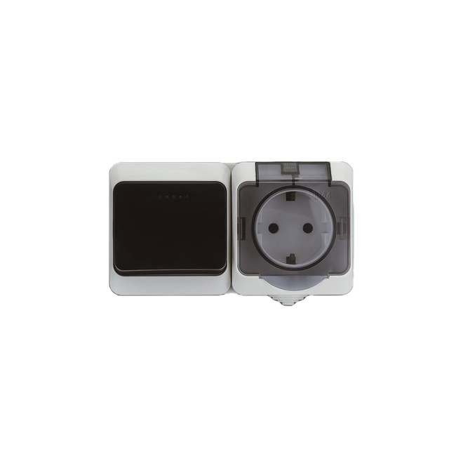 IP44 Surface Mount Switch Socket 1 Gang Switch 1 Socket with Transparent Cover  Switch Socket
