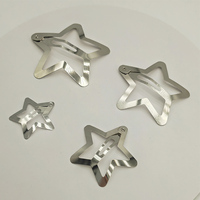 200 pièces 3cm 4cm 5cm 6cm Étoiles en filigrane en argent nickelé, pinces à cheveux métalliques à pression, barrettes simples BB pour accessoires de cheveux DIY