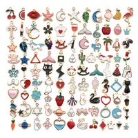 100 Pack Assorted Gold Enamel Alloy Oiled Charms Pendants for DIY Jewelry Making Accessories