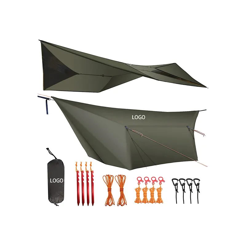 Longsen camping tactical rain fly hammock tarp facile da trasportare in escursionismo e campeggio