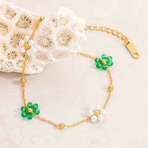 Flower Pattern Bracelet 18K Gold Plated Women's Jewelry <b>Gift</b> Colorful Small Flowers Fashion Sweet Style - Product Image 3