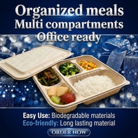 Contenants alimentaires jetables biodégradables en fibre de balle de riz, compatibles micro-ondes, sans BPA, 1200 ml, avec couvercle, certifiés LFGB, couleur naturelle, à emporter