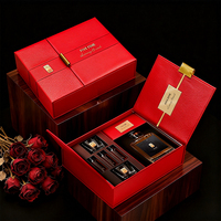Cajas de Vino y Whisky de Cuero PU de Alta Gama con Logotipo Grabado, Laminación Mate, Diseño Abierto de 2 Puertas para Empaque de Lujo