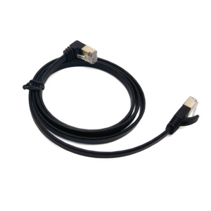Connecteur de cavalier de réseau blindé <span class=keywords><strong>RJ45</strong></span> CAT6A <span class=keywords><strong>Câble</strong></span> plat en cuivre de <span class=keywords><strong>catégorie</strong></span> 6 super haut/bas/gauche/droite à angle droit de 90 degrés - Product Image 5
