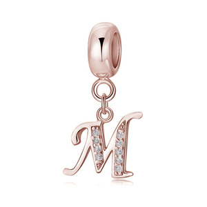 Colgante de Plata de Ley S925 con Circonita, 26 Letras del Alfabeto Inglés, Chapado en Oro Rosa, Minimalista, para Pulsera, Collar, Accesorios de Plata DIY - Product Image 4