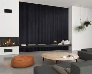 Panneaux acoustiques Hanghe au design moderne certifiés EUDR Placage de chêne noir Plaques en bois à lattes pour le salon à absorption acoustique - Product Image 5
