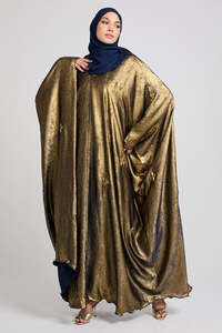 Vestido Kaftán Largo Formal para Mujer, Elegante y Lujoso, Personalizado por LEDUO, con Bordado a Mano en Dorado Metálico, Mangas Fluidas - Product Image 2