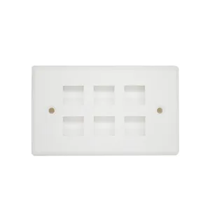 Bolein 6 Porto Placa frontal RJ45 Cat6 Keystone Placa de parede branca Placa de rede 6 Porto RJ45 Keystone Jack