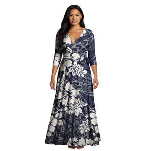 Tapa Polynesisches Kleid Design Hawaii Übergröße mit Taschen Kirchen-Samoa-Druck Elegante Abendkleider Maßanfertigung Lange Kleider für Damen - Product Image 6