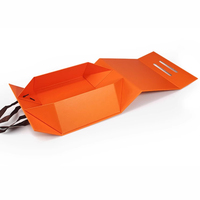 Boîte d'emballage pour vêtements et chaussures en carton rigide avec logo personnalisé imprimé, boîte cadeau pliable de luxe à fermeture magnétique orange