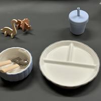 Assiette de séparation en céramique écologique sans Bpa assiette de vaisselle pour bébé avec étui en silicone ensemble de repas pour tout-petits