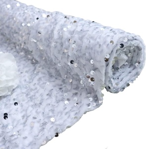 Rts Cổ Sáng Bóng Lấp Lánh Long Lanh Màu Trắng Sequins Ren Vải Căng <span class=keywords><strong>Payette</strong></span> Sequin Nhung Vải Cho Thời Trang Ăn Mặc Của Sân - Product Image 1