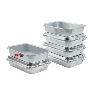 Airline Einweg Aluminium Food Lunch Box Tablett Pfannen Platte Lebensmittel behälter mit Deckel Glatte Wand Aluminium folie Wellpappe