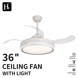 Ventilateur de plafond LED moderne en métal avec moteur DC, 3 pales, télécommande, intensité variable, blanc chaud 3000K, montage encastré pour projets de salon - Product Image 2