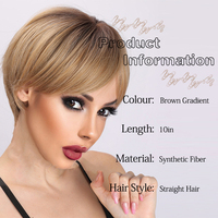 Wig Fashion Populer 2026 Wig Rambut Salon Coklat Keemasan Wig Rambut Pendek dengan Poni untuk Wanita Kulit Putih SM166-2