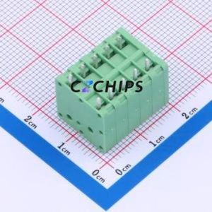 JL271R-35005G01 Spring Terminal Block Bent Lead Through Hole,P=3.5mm Connector 1x5P 3.5mm Green Right Angle Insert - Product Image 2