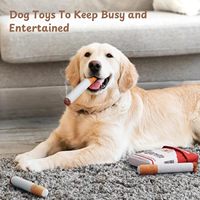 Jouet interactif créatif et amusant pour chien en forme de cigarette, jouet à mâcher en peluche avec son couineur, sac de rangement pour cigarettes