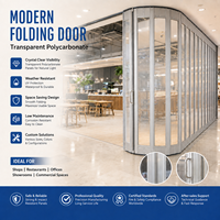 Porte pliante manuelle moderne en alliage d'aluminium Shuangbo, porte accordéon transparente en polycarbonate cristallin pour magasin de détail