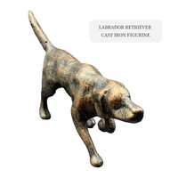 Statue vintage en fonte de Labrador Retriever, figurine de chien finition bronze antique pour la décoration de la maison et du bureau