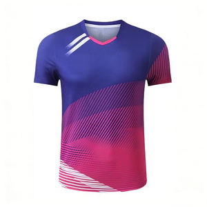 Camiseta Deportiva Unisex de Malla Transpirable de Secado Rápido con Logotipo Personalizado al por Mayor, de Poliéster Elástico para Fitness, Bádminton y Tenis de Mesa - Product Image 1