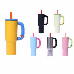 2025 100% Vaso a prueba de fugas de 40Oz Colorido Nuevo diseño Mango grueso Personalizado 304 Tapa de paja extraíble de acero inoxidable con pajita - Product Image 5
