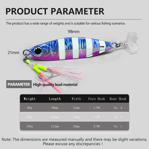 Señuelo de Pesca de Metal de Doble Anzuelo Resistente, 60g 80g 100g, para Caballa, Caballa <span class=keywords><strong>Española</strong></span>, Cola de Caballo, Pesca en Agua Salada, Señuelos Duros Luminosos - Product Image 5