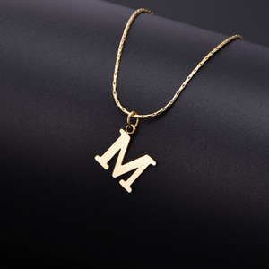 Nabest in acciaio inox alfabeto M ciondolo collana gioielli placcato oro donna lettera M girocolli clavicola - Product Image 3
